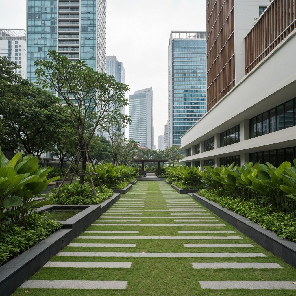 Urban environment with natural elements